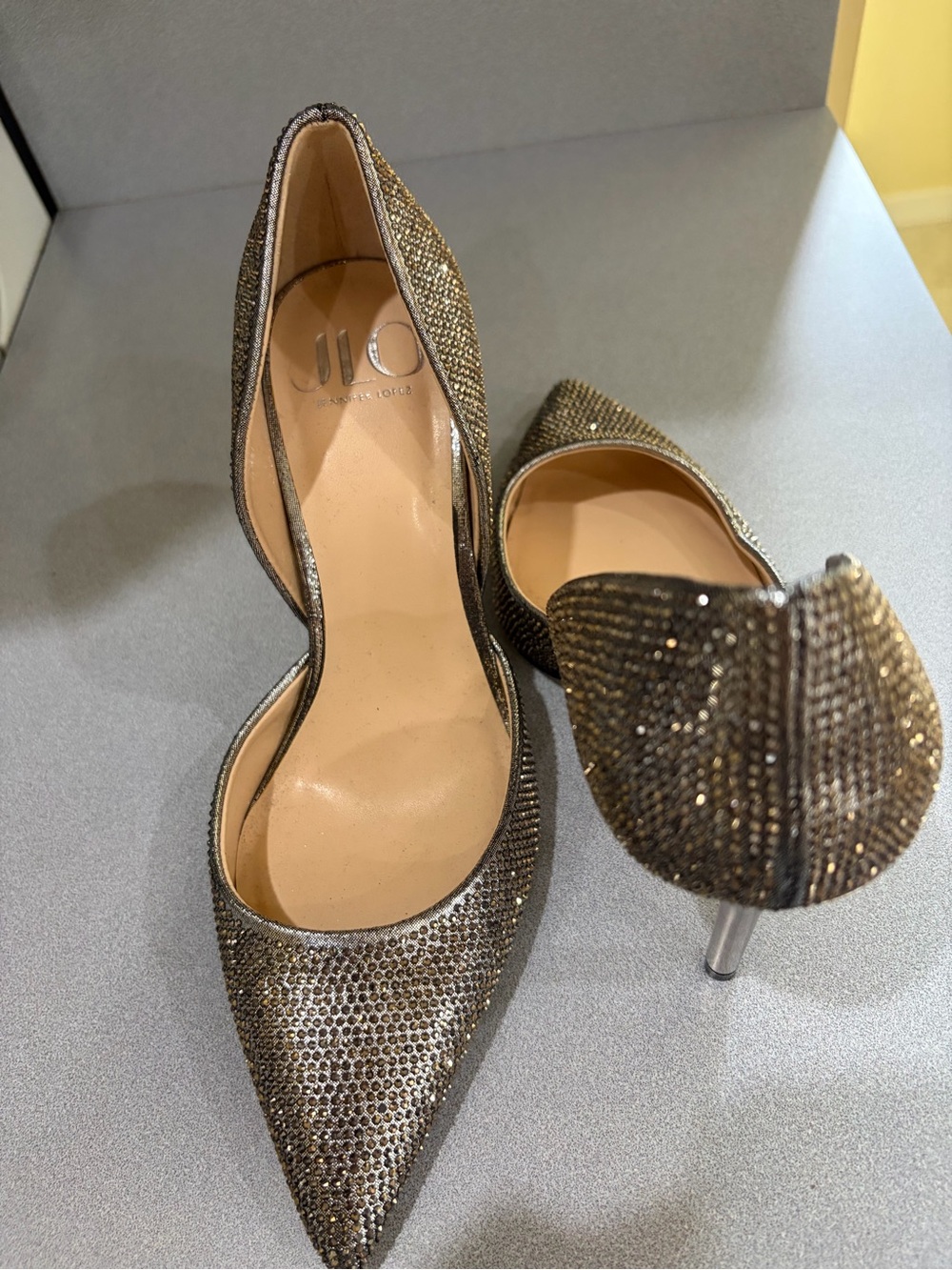 JLo  Crystal D'Orsay Pointed-Toe Heels